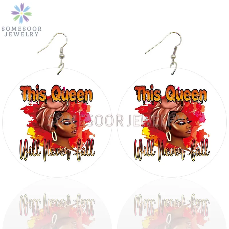 Peace Love Melanin Sista Afrocentric Wooden Earrings Drop.