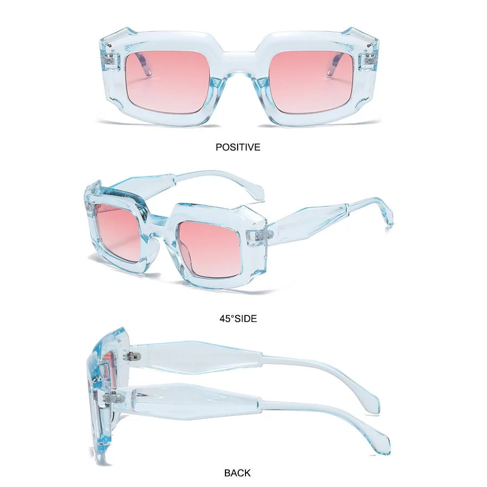 Sunnies UV400 Protection Polygon Men Women Sunglasses Shades Square Sun Glasses Futuristic Frame GREEN