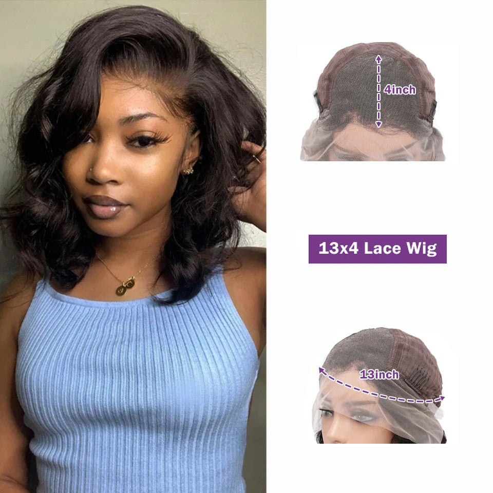 Body Wave Short Bob 4x4 pre-plucked 180 Wigs Human Hair Bob Wig Lace Front Human Hair Wigs.