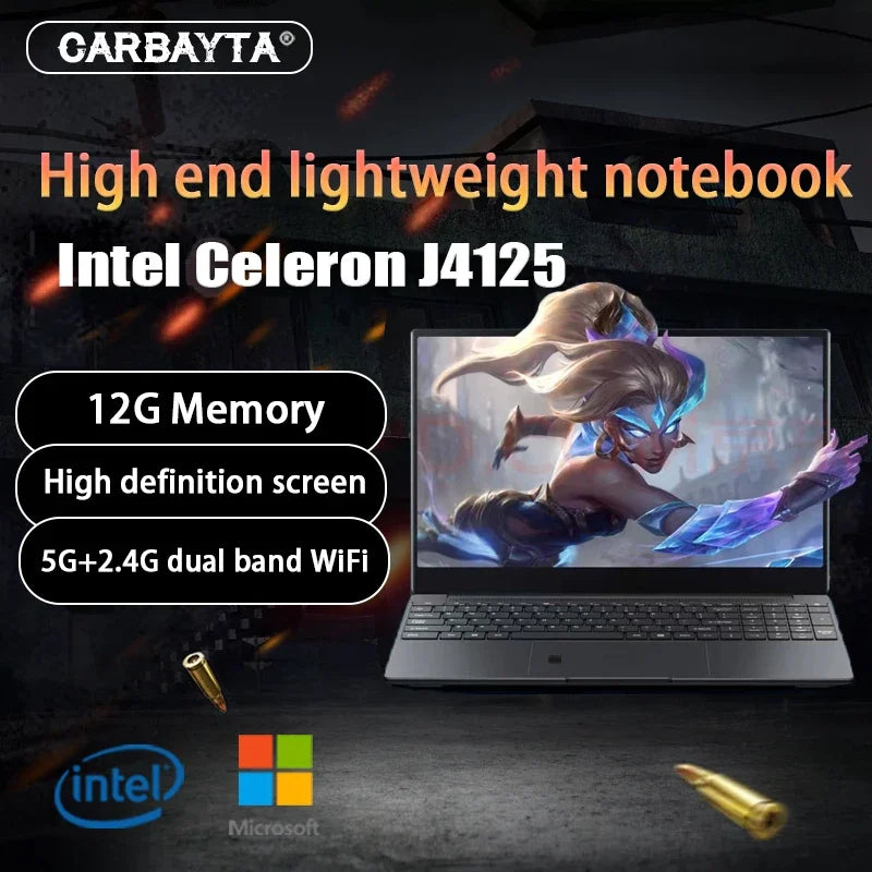Windows 10 11 Pro Laptop,  Celeron J4125, 15.6 ", 1920X1080, 12GB RAM, 128GB 256GB 512GB, 1TB 2TB SSD, Windows 10 Notebook