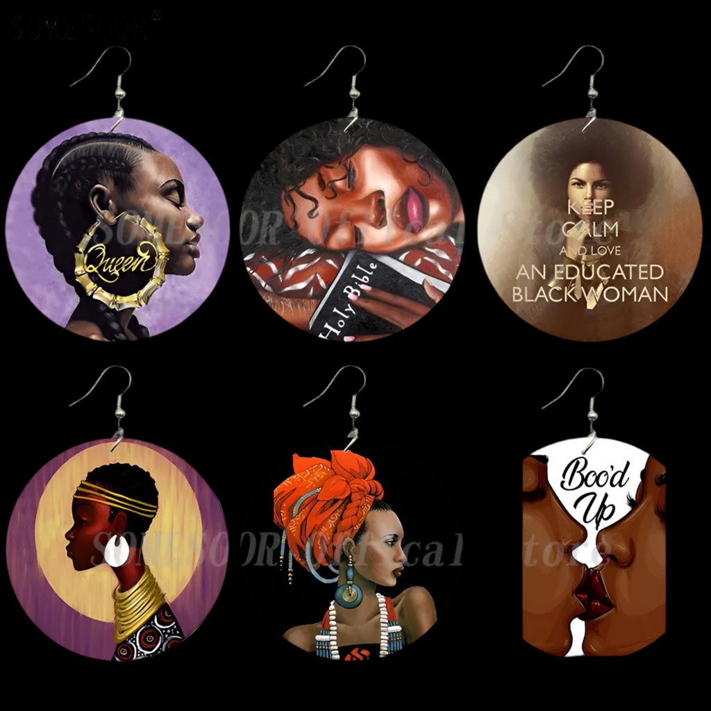 Praying Woman Wooden Earrings.