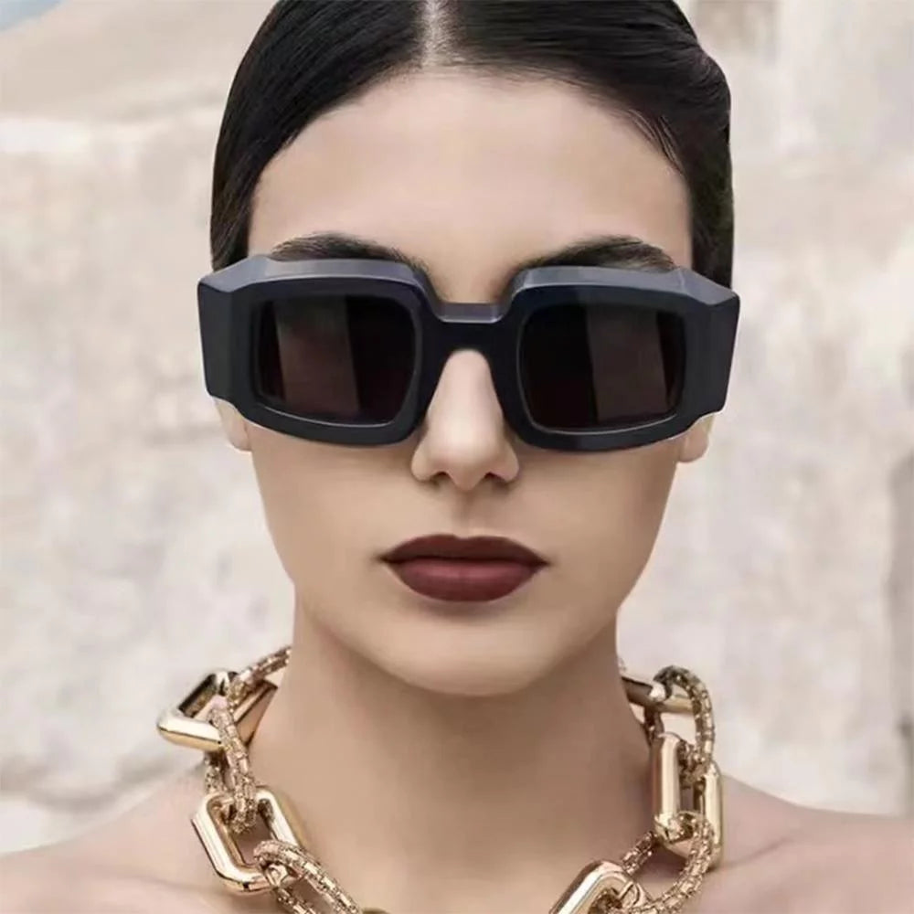Sunnies UV400 Protection Polygon Men Women Sunglasses Shades Square Sun Glasses Futuristic Frame GREEN