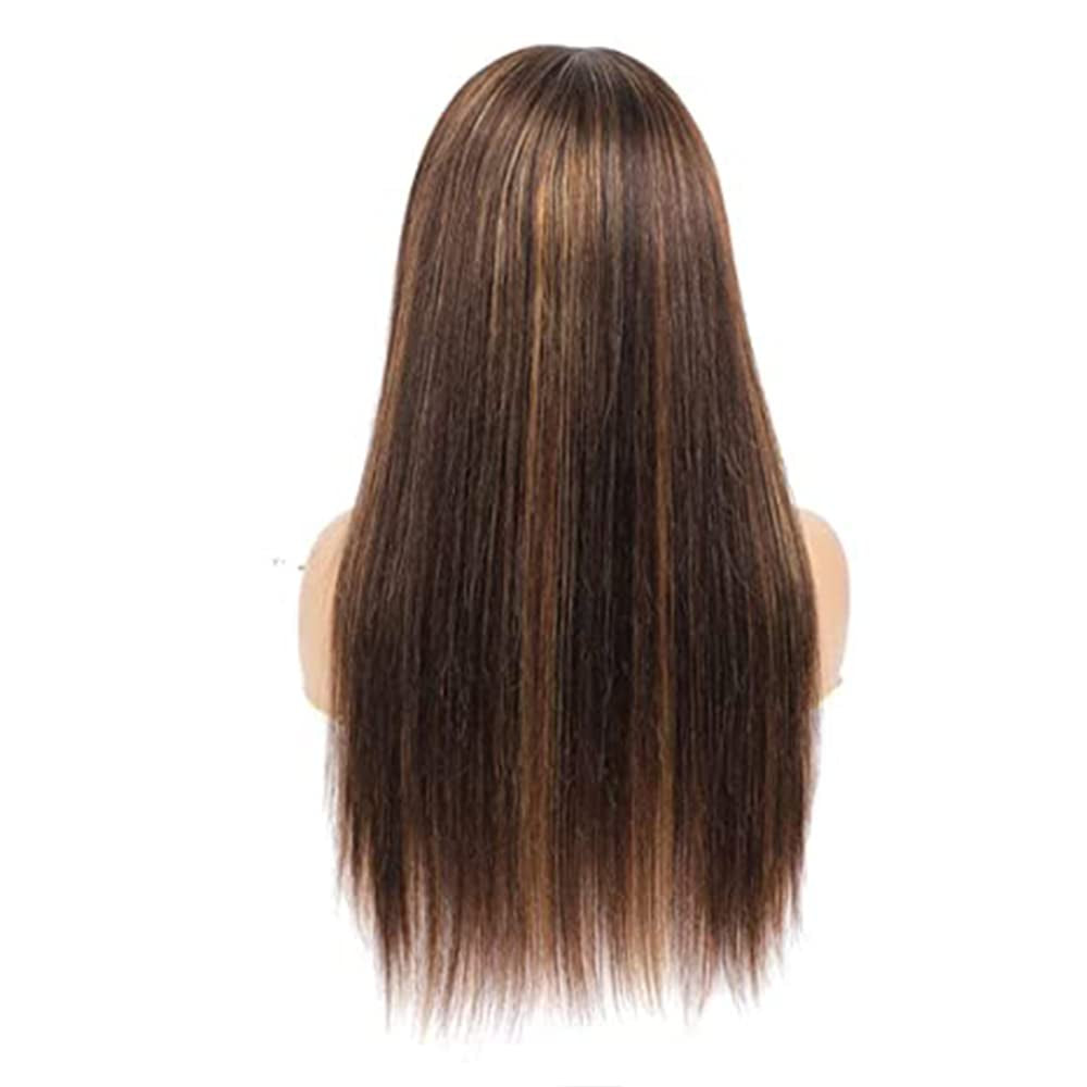 P4/27 Highlight Headband Wig Honey Blonde Straight Human Hair Wig Brown Straight Headband Wig Brazilian Remy Hair Headband Wig Glueless None Lace Wigs with Headband for Women 22 Inch